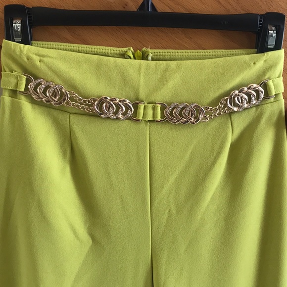 Valentine Pants Lime green zip back flare legs NEW - Picture 2 of 10